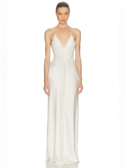 Helsa Mix Media Slip Dress In Ivory